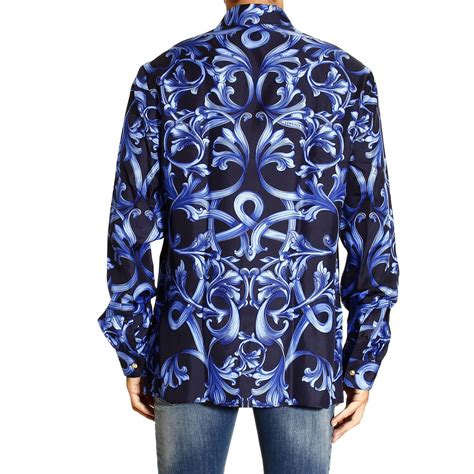 camicia versace blu|Camicie VERSACE da Uomo .